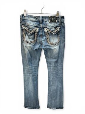 Miss Me Signature Tall Boot Cut Jeans Embellished Paisley Flap Pocket Size 31